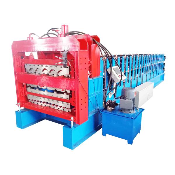 O aço vitrificou o rolo ondulado trapezoidalmente da plataforma da telha de telhado três de IBR que forma a máquina da folha