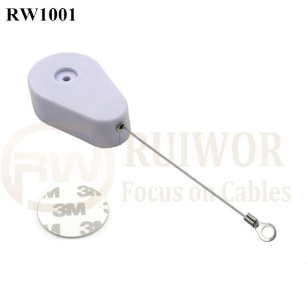 RW1001 Drop-Shaped Retractable Security Tether With Ring Terminal Inner Hole 3mm 4mm 5mm For Option