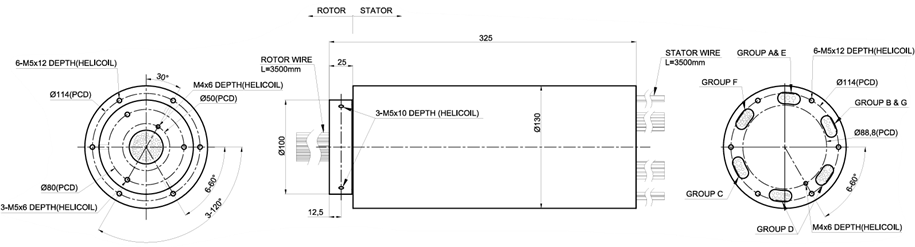 111 Circuit Hybrid Slip Ring IP54 for High Signal Density Industrial