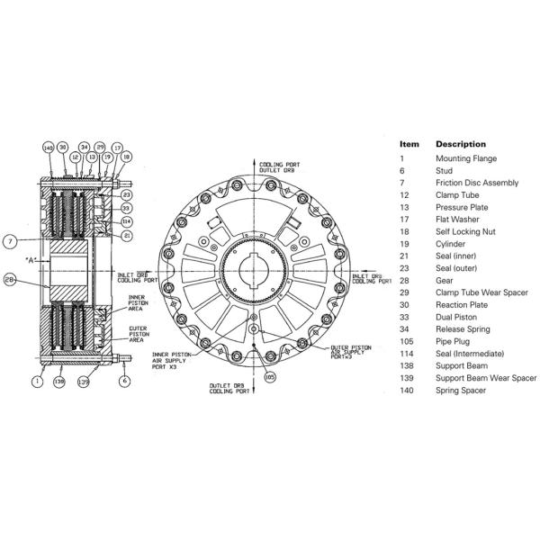 WCB / WPT Water Cooled Brakes Drawworks Parts WCB Eaton Airflex Auxiliary Brake