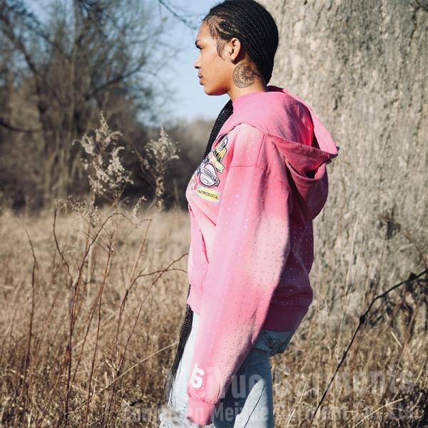 Parche bordado Distressed Zip Up Hoodie de algodón Francés Terry Hoodies Unisex