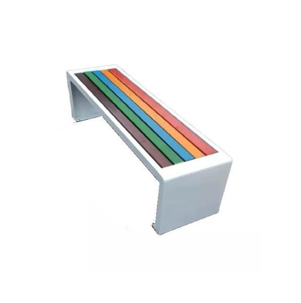 Garden Solid Wood Slats Bench Park Waiting Benches With Steel Frame