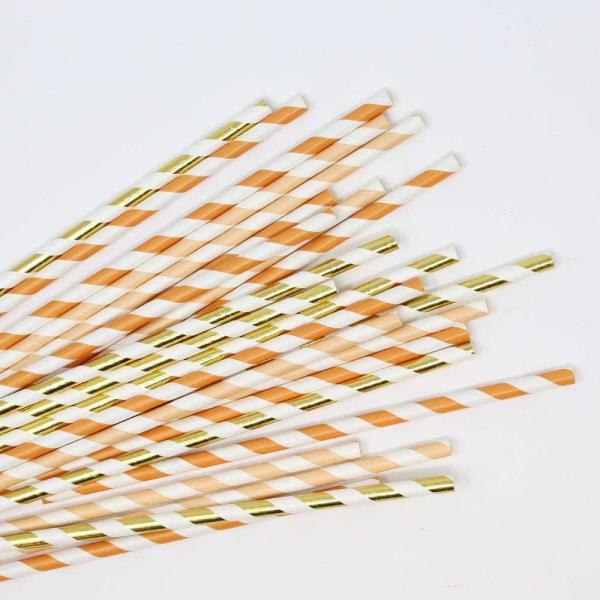 6.35mm New Year Party Decoration Biodegradable Wheat Festive Paper Straws