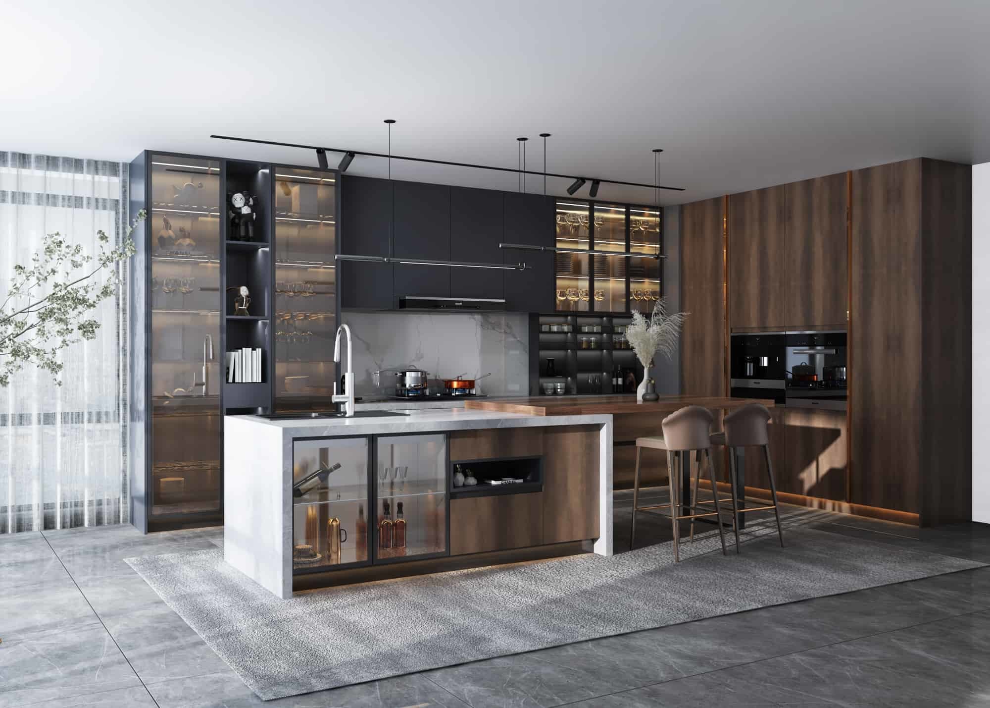 Hairline Embossed Stainless Steel Wall Cabinets Kitchen 304SS 316L Grade