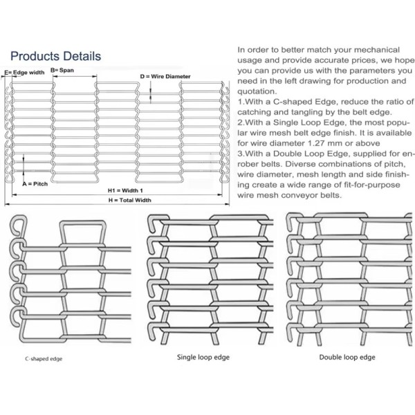 Stainless Steel Ladder Wire Mesh Conveyor Belt Chocolate Enrobing Chain Link for Oven Baking