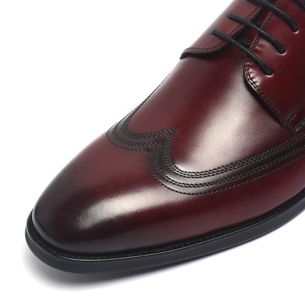Customized Red Lace Up Genuine Leather Dress Shoes