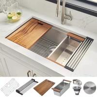 Fregadero de acero inoxidable hecho a mano Undermount de 16 indicadores 304 9 adentro