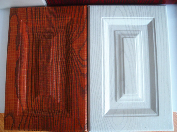 White PVC 3D Membrane Foil Kitchen Cabinet Doors Deep Embossed
