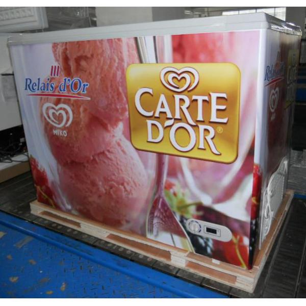 550L Commercial Chest Freezer With Top Open Sliding Two Flat Glass Door