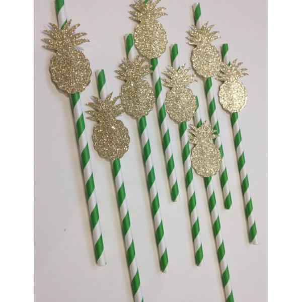 Custom Sticker Flamingo and Pineapple Pattern Paper Straws for Party Bar Accessories