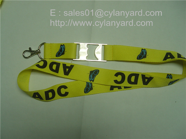 Camping lanyard with metal bottle opener, hiking strap with metal beer opener,