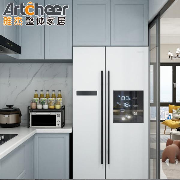 Armazéns e gavetas de cozinha de prateleira ajustável no design de móveis de carvalho sólido contemporâneo