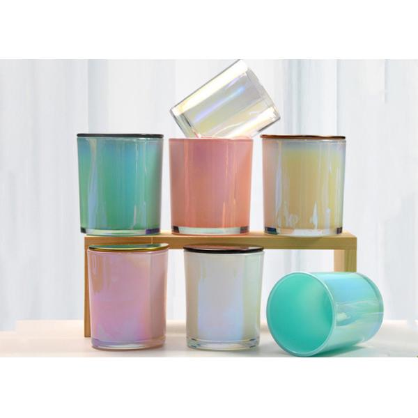 200ml 300ml 12oz 15oz Rainbow Iridescent Glass Candle Jar Empty Cylinder for Home Decoration Christmas Occasion