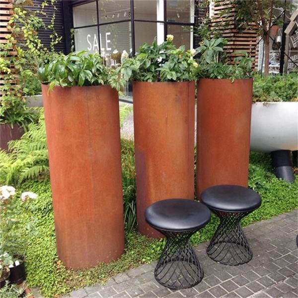 Potenciômetros de flor exteriores de aço do plantador de Corten dos grandes plantadores circulares altos do metal
