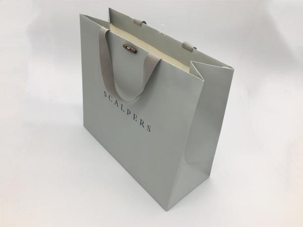 Kraft Texture Branded Paper Bags With Wooden Button Flat Cotton Rope