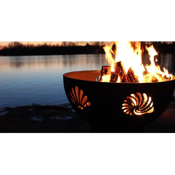 Outdoor Corten Steel Fire Pit Round Black Pre Rusted