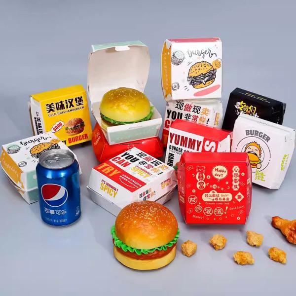 Customized Sandwich Hot Dog Paper Chicken Box Burger Burger Box Printing Fast Food Disposable Packaging