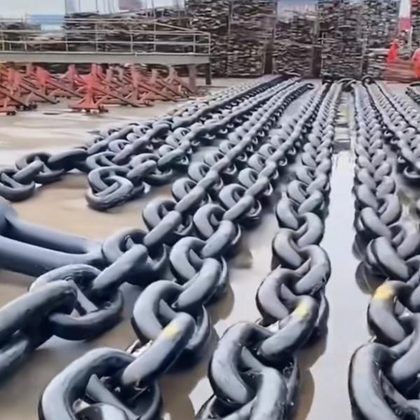 100mm Anchor Chains Grade 3 High Strength Alloy Steel Spray Paint Stud Link