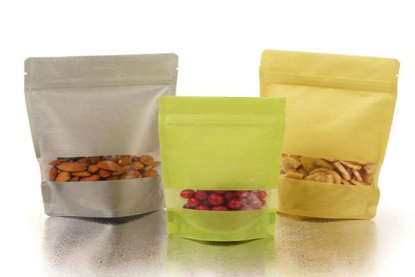 Kraft Paper Packaging Zipper Lock Bags Stand Up CMYK 4 Color Gravure Printing