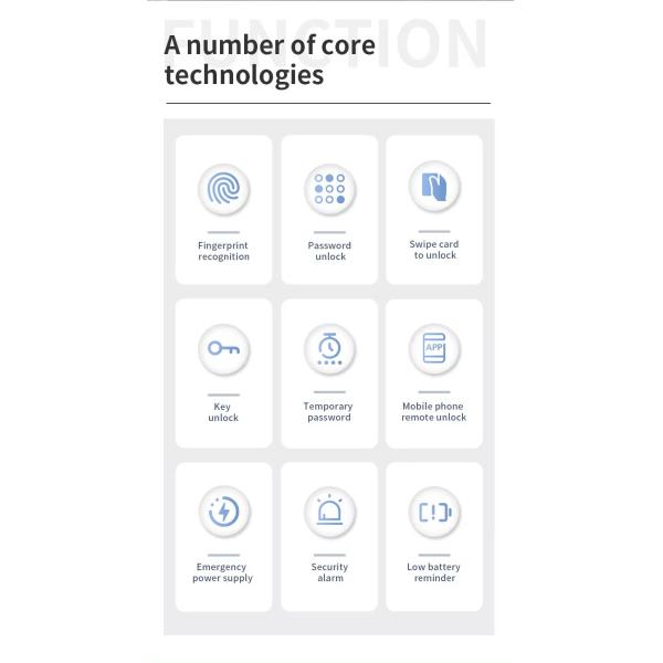 Код RFID IC-карта Смартфонный приложение Разблокировать биометрический отпечаток пальца Умный замок Туя Умный Wi-Fi Цифровой дверной замок