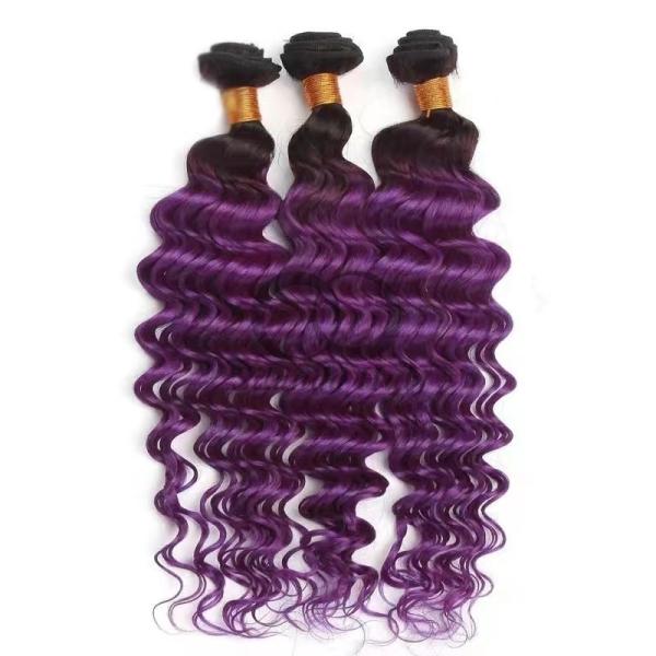 #T1B/Purple Deep Wave Remy Human Hair Bundles Sew In Weave Bundles Brazilian Bundle Deals
