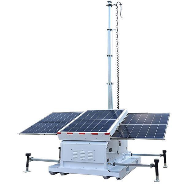 Mast Lifting Manual Winch Mobile Light Tower For Emergency Response Zones 9m Telescoping Mast Solar Light Tower