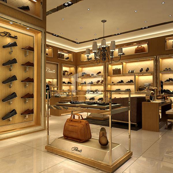 T4 LED Gold Shoe Display Racks Furniture 15mm MDF Spray Painted