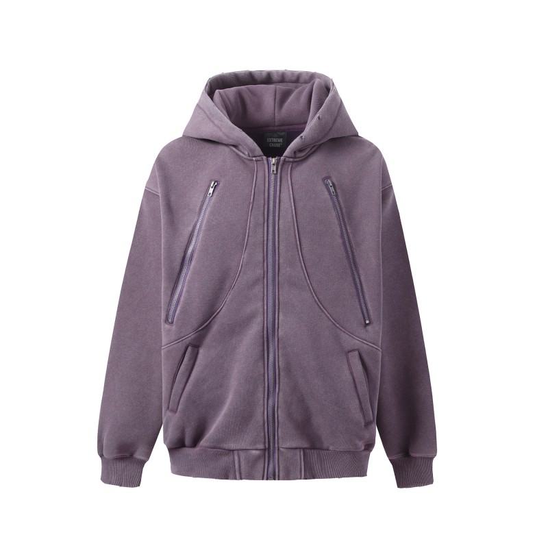 Unisex Zip Hoodie ODM for Vintage Winter Oversized 3D Embroidered Letter Pattern Fleece Breathable Windproof