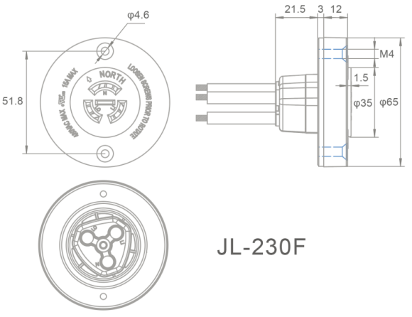 Photocontrol Receptacle Rotatable 3P Directional Locking High Waterproof