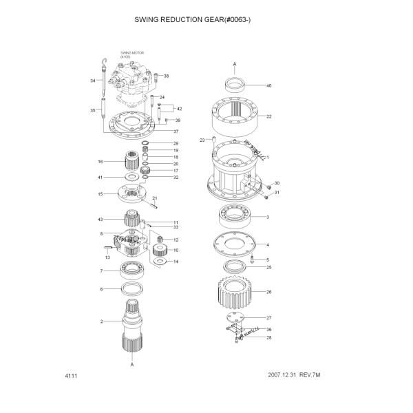 Excavator 31NA-10150 Swing Gearbox Reduction R360LC-7 Swing Gearbox Assy