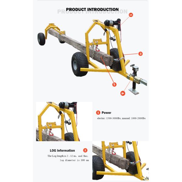 Farm Atv Quad Bike Trailer Outdoor Twin Axle Forestry Machine Log Hauler