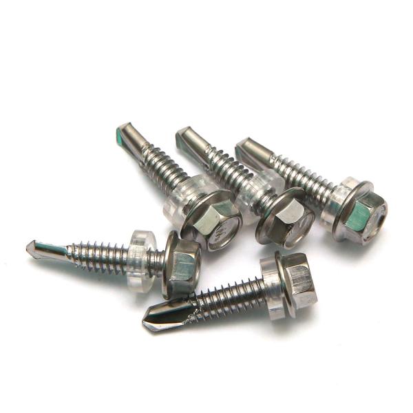 Heavy Duty SS 410 Stainless Steel Self Drilling Screw Indented Hex Washer Head For Steel