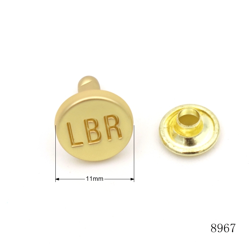 11mm Matte Gold Flat Rivet Leather Bag Accessories Rivet Studs Custom Hat Logo Rivet