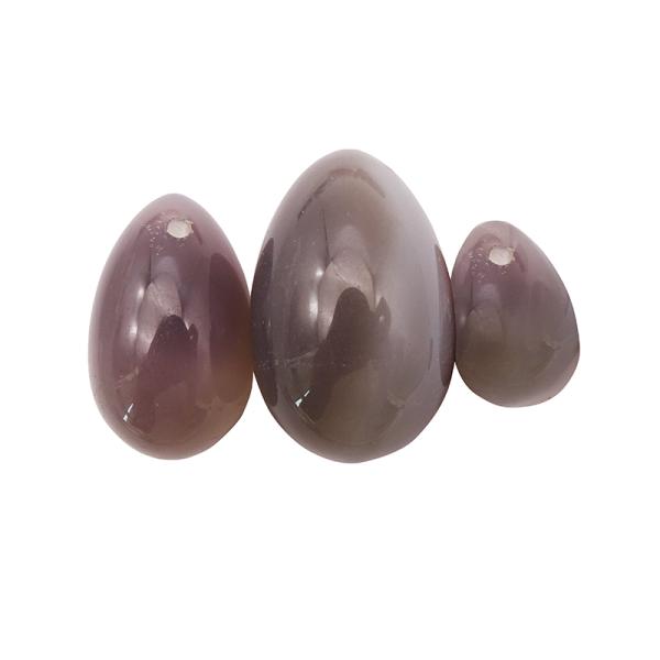 Polished Folk Art Grey Agate Stone Eggs Yoni Egg Set for Women Kegel Style Polished