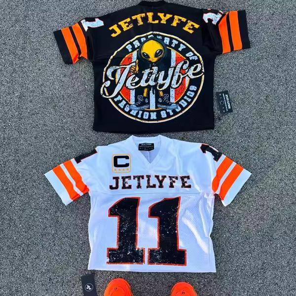 Custom Jersey Print Logo Streetwear Oversized Cropped Tee Top Football Practice Mesh T-Shirt For Men