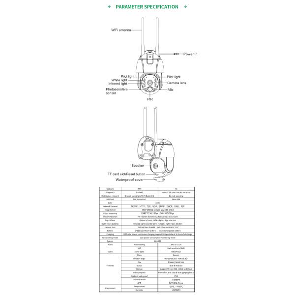 HD 1080P 4G WIFI Tuya Night Vision Wireless Solar Camera Two Way Audio Solar Waterproof