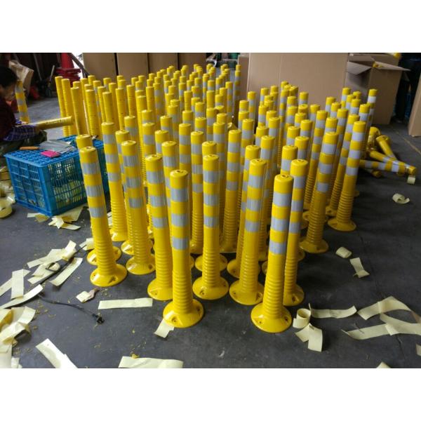 CE 1.1kgs Certificate Logo Post Yellow Reflective Traffic Bollard 100% PU Road Flexible Spring Warning Barrier Post