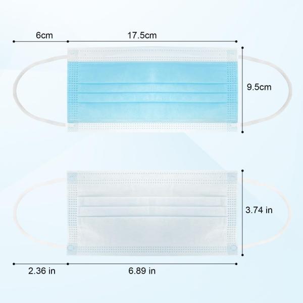 Adult Breathable Soft Comfortable 3 Ply Disposable Face Mask With Earloop 14.5*9.5 Cm