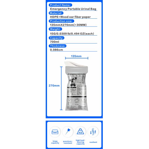 Compact-Folding Emergency Car Urine Bag - Reusable urinal bags - Budget-Priced Urinal Bagsl Camping Emergency Urinal Kits
