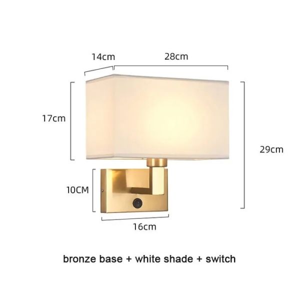 USB Wall Lights with Switch Rectangle White Yellow Fabric mirror front light(WH-MR-95)