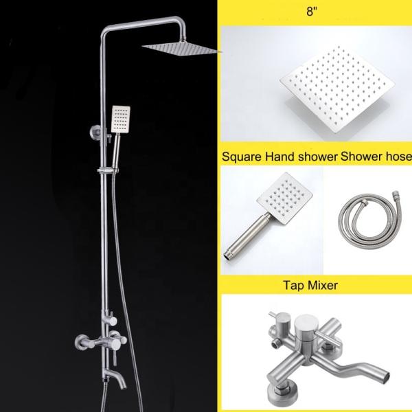 Bestseller Metal Silver Square Built In Wall Concealed Mount Mixer Rain Shower Head And Hand Held Shower Faucet Set