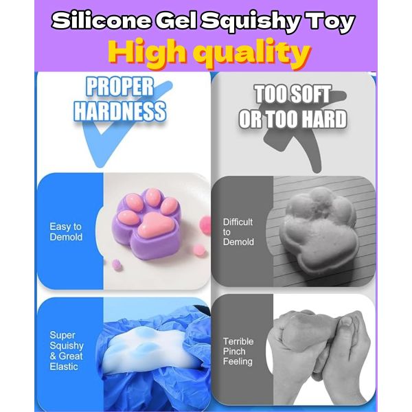 Squishy Gel Silicone 1:1 Transparent For Squishy Sensory Fidget Toys For Relaxation & Focus Adults Children