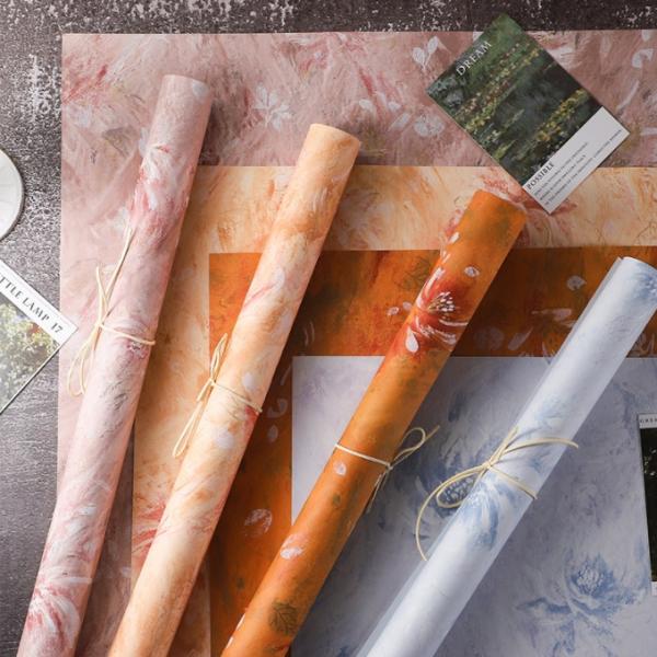 Wholesale of oil painting series flower wrapping paper, thickened waterproof, popular art paper, flower shop materials, flower art splendor paper