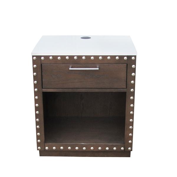 White Quartz Top 1 Drawer Solid Wood Nightstand , Modern Wood Nightstand Custom Made