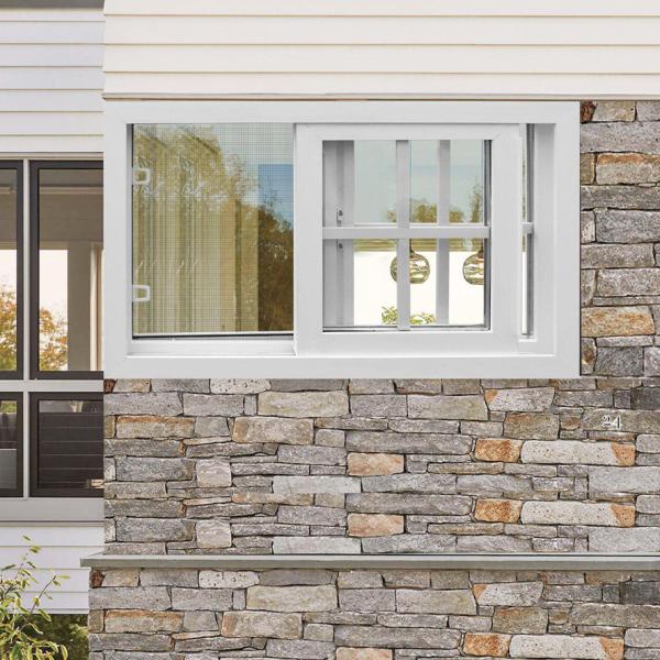 1.7mm UPVC Sliding Window And Door PVC Bathroom Window With Grids Screen Net