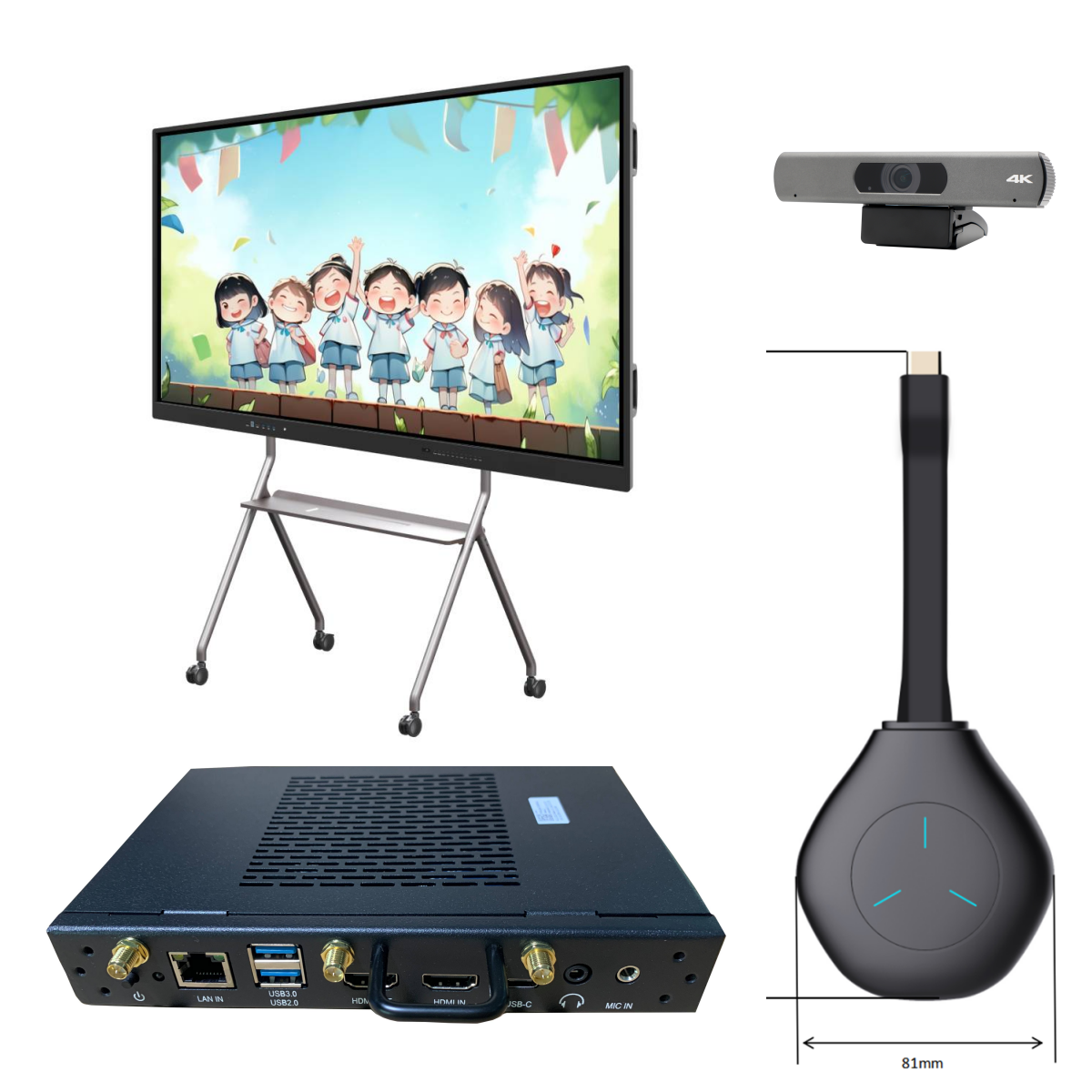75 Inch Android PC Smart Panel Wifi HDMI USB 50 Touch Points For Meeting Office