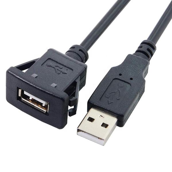 Waterproof Flush Panel Mount Male to Female Socket USB Extension Wire Cord Cable for Car Truck Boat Motorcycle Dashboard