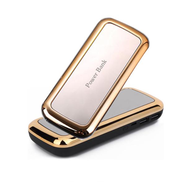 LED light Gold Mirror 10000mAh 18650 Battery Power Bank Portable Mirror Phone Charger