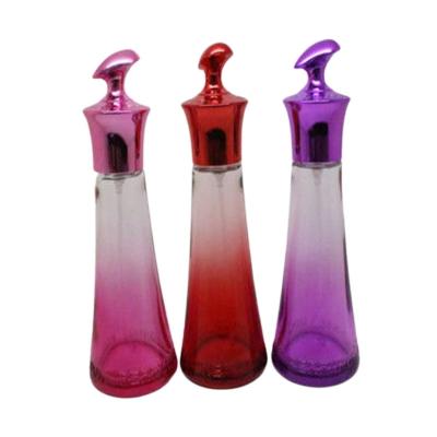 Garrafa de perfume de vidro recarregável colorida, garrafa reusável do pulverizador de perfume 100ml
