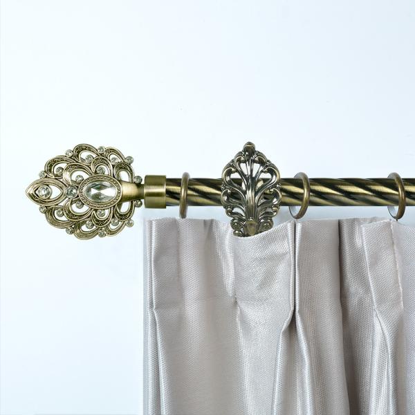 25MM Anti - Brass Color Curtain Rod Finial Iron Twisted Pipe Sets For Home Decor